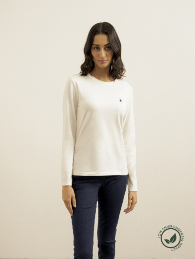 Women's Ecru Small Pony Long Sleeve Tee