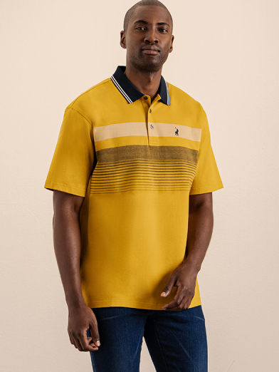 Mens Stripe Double Mercerised Golfer