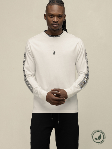 Mens Long Sleeve Jacquard Logo Tee