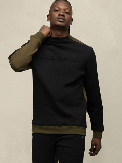 Mens Long Sleeve Colourblock Sweat Top