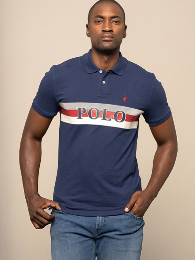 Mens Short Sleeve Logo Printed Golfer