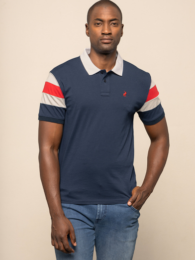 Mens Short Sleeve Colourblock Golfer