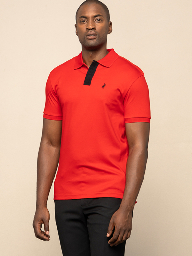 Mens Short Sleeve Logo Placket Golfer