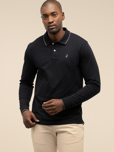 Mens Long Sleeve Essential Pique Golfer