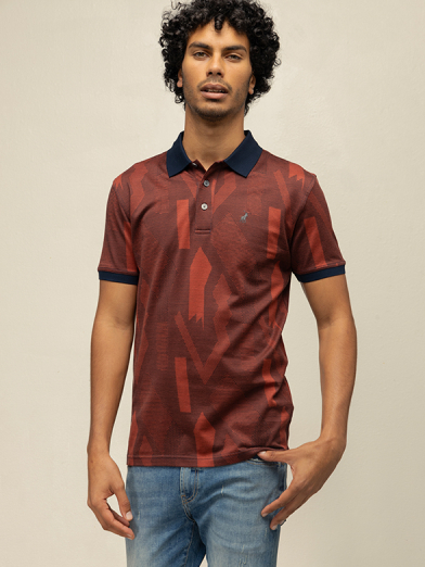 Mens Short Sleeve Jacquard Golfer