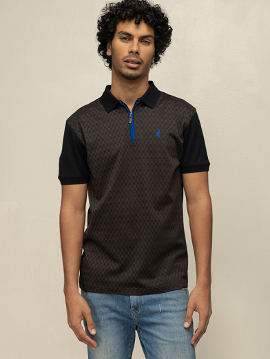 Mens Short Sleeve Jacquard Golfer