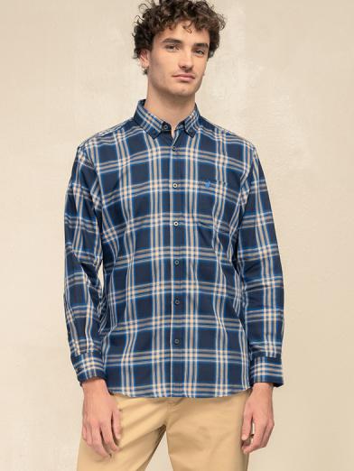 Mens Long Sleeve Textured Check Shirt