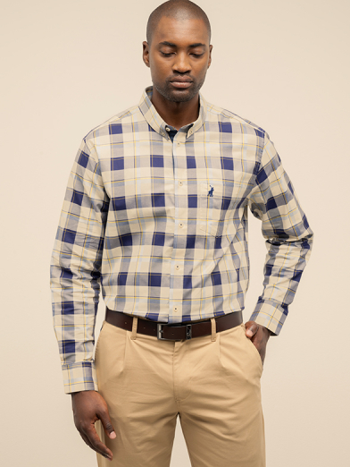 Mens Long Sleeve Bold Check Shirt