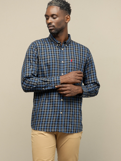 Mens Long Sleeve Gingham Check Weekender Shirt