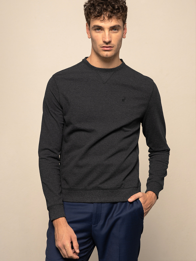 Mens Long Sleeve Crew Neck Textured Sweat 