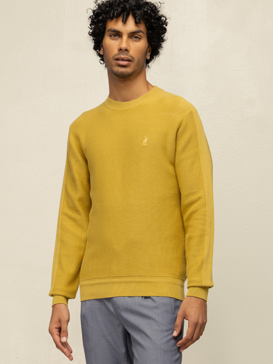 Mens Long Sleeve Textured Plain Knitwear 