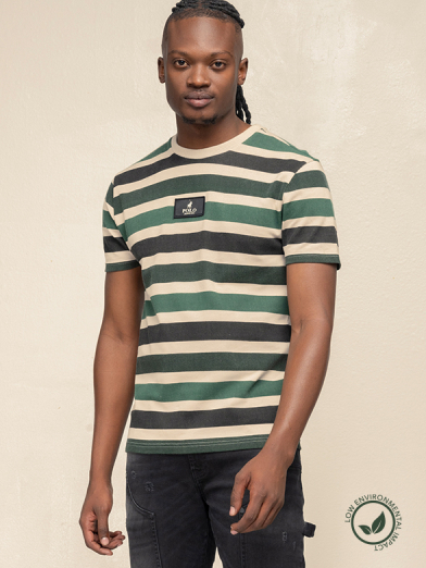 Mens PJC Short Sleeve Overdyed Striped Tee