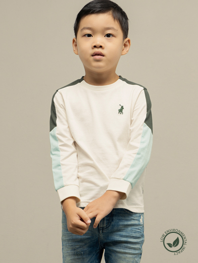 BOYS COLOUR BLOCKED LONG SLEEVE TEE