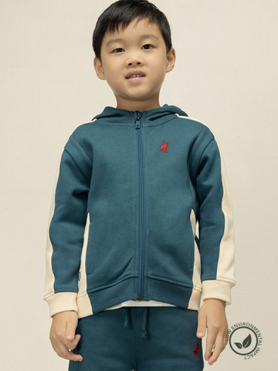 BOYS COLOUR BLOCKED ZIP THROUGH HOODY