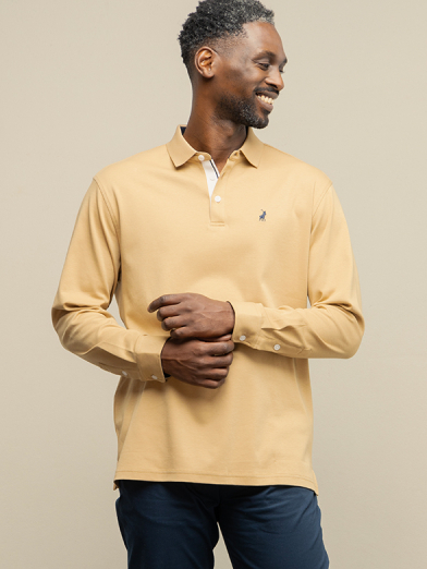 Mens Long Sleeve Mercerised Golfer