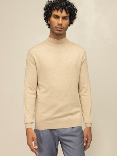 Mens Long Sleeve High Collar Knitwear