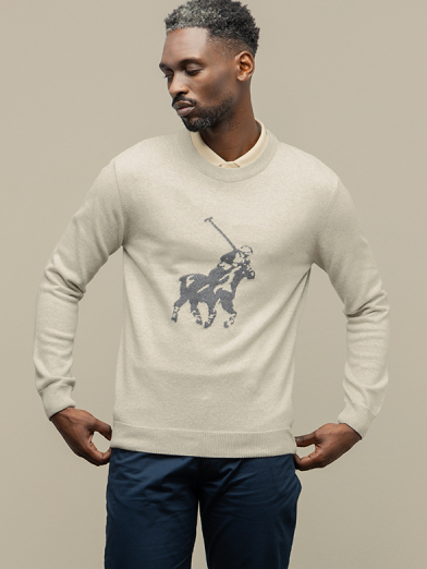 Mens Long Sleeve Large Pony Knitwear