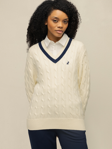 Women’s Jane Long Sleeve V-Neck Cable Knit