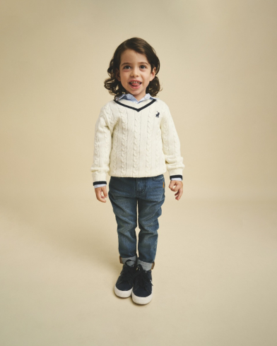 BOYS V NECK CABLE KNIT