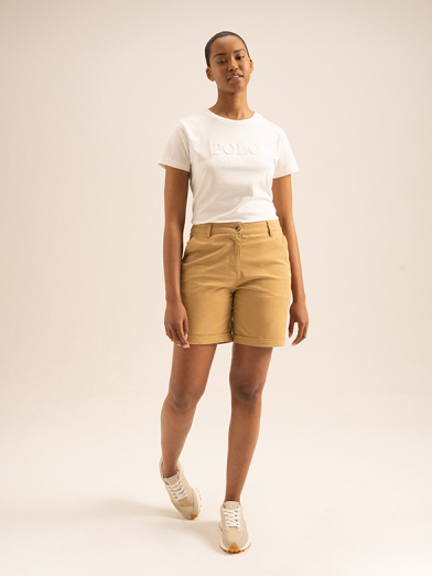 Women Camel Chino Short